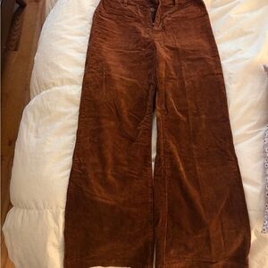 Wide-Leg Corduroy Pants in Rust Brown